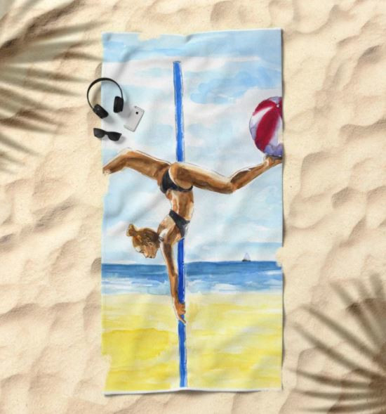 society 6 beach towel Pole Fitness Melanie Franz