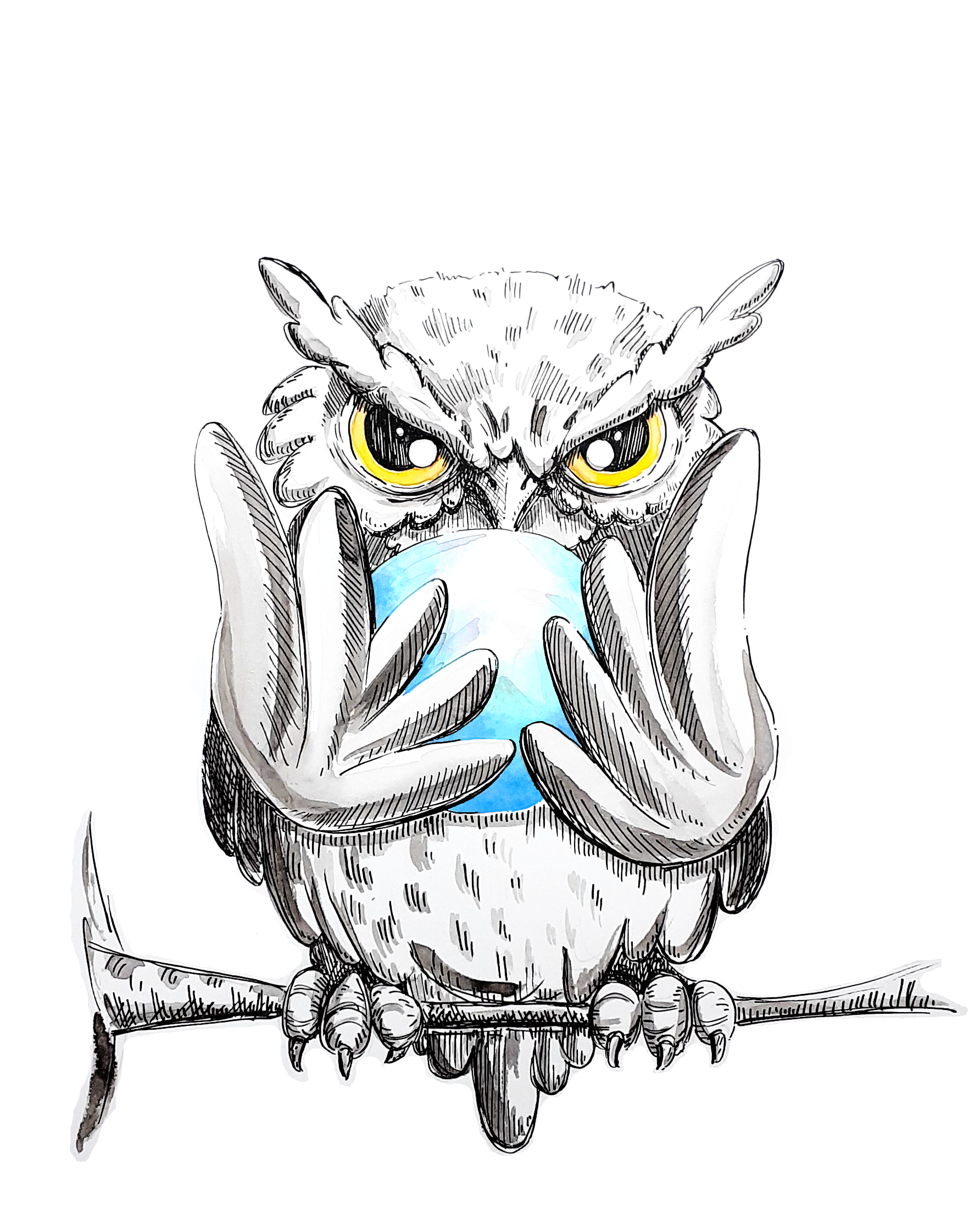 211001 Inktober Owl Crystal_Melanie Franz