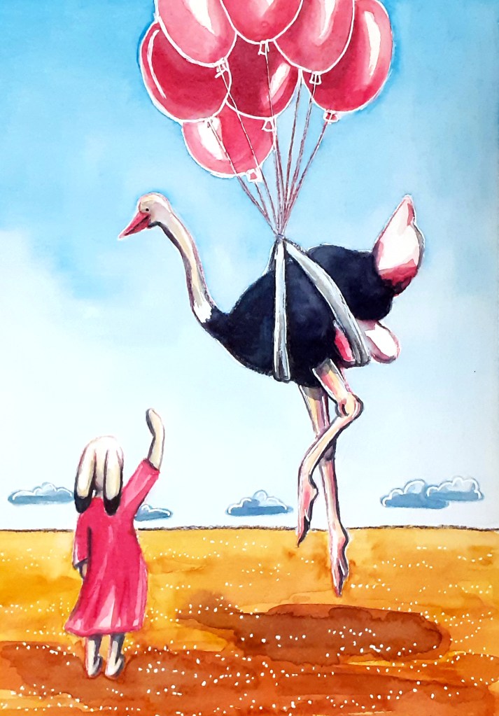 Ostrich fly bunny girl_Melanie Franz