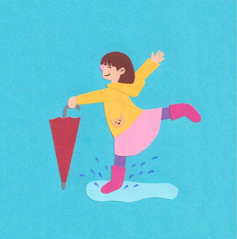 2304 Dancing in the rain paper-cut illustration _ Melanie Franz