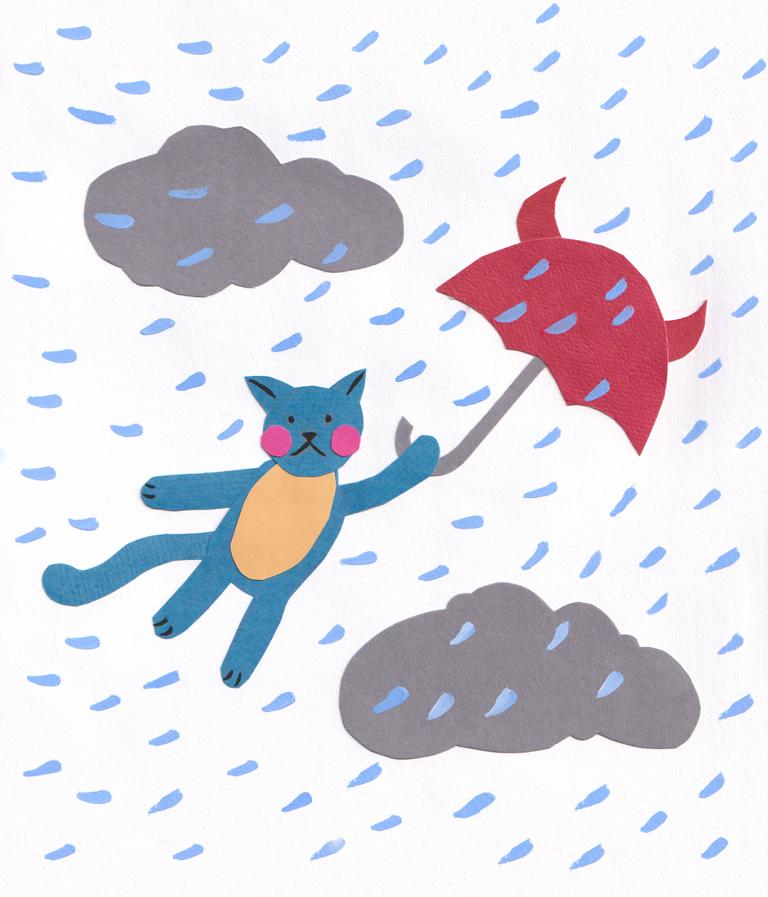 2302 rain storm cat paper cut illustration_Melanie Franz