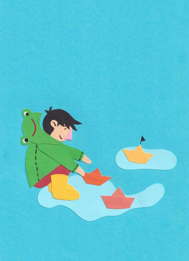 2305 rain frog paper boats paper cut _ Melanie Franz