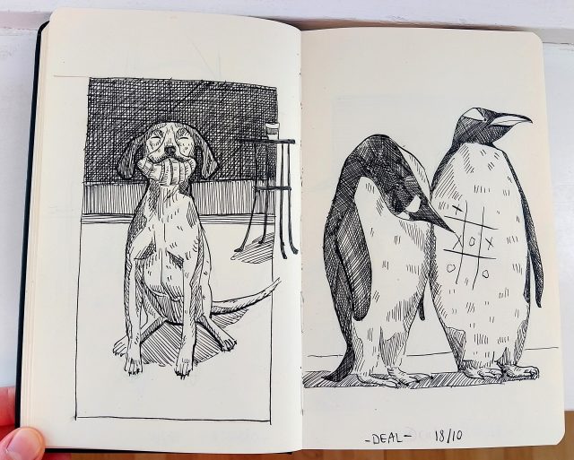 Penguin dog deal Inktober 2025 Melanie Franz