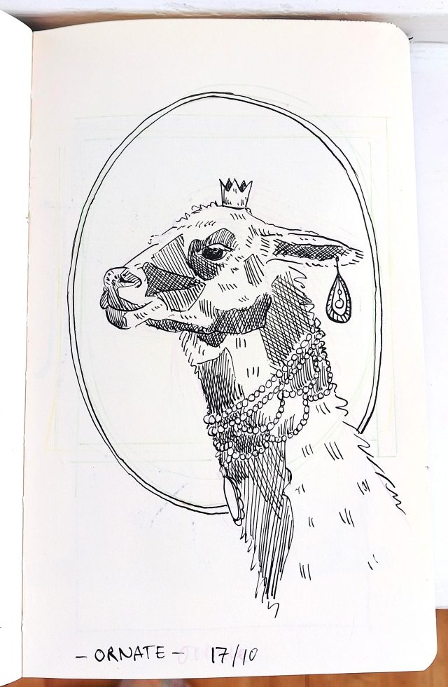 Llama Ornate Inktober 2025 Melanie Franz