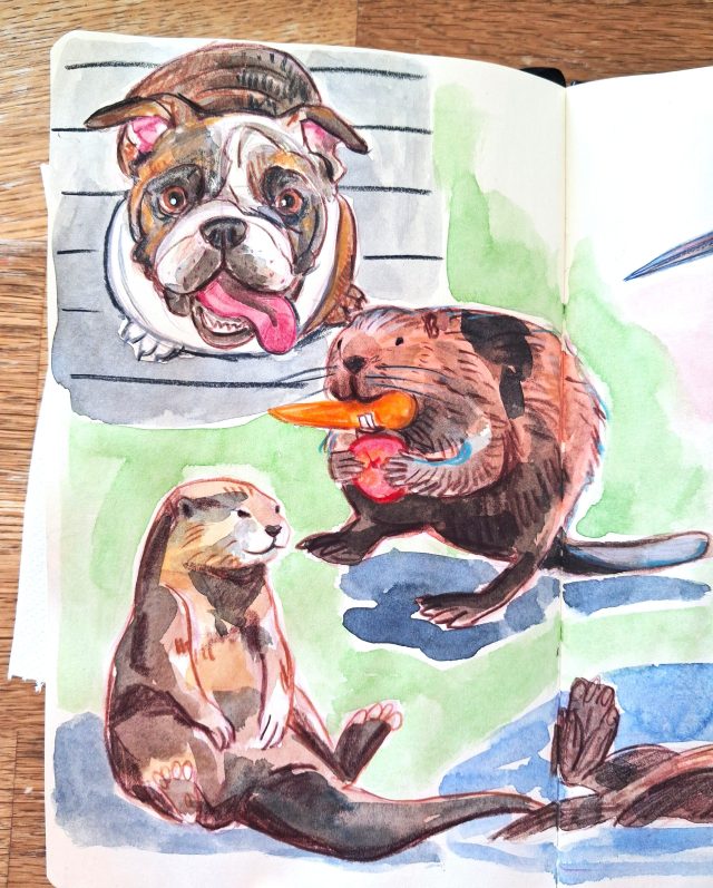 Watercolour beaver dog Melanie Franz
