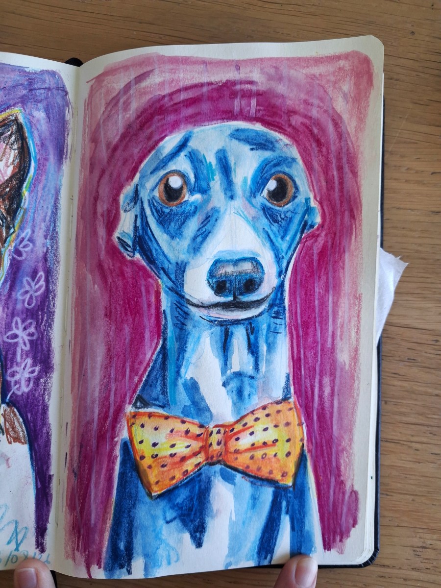 Dog Caran d'ache neocolor aquarelle Melanie Franz